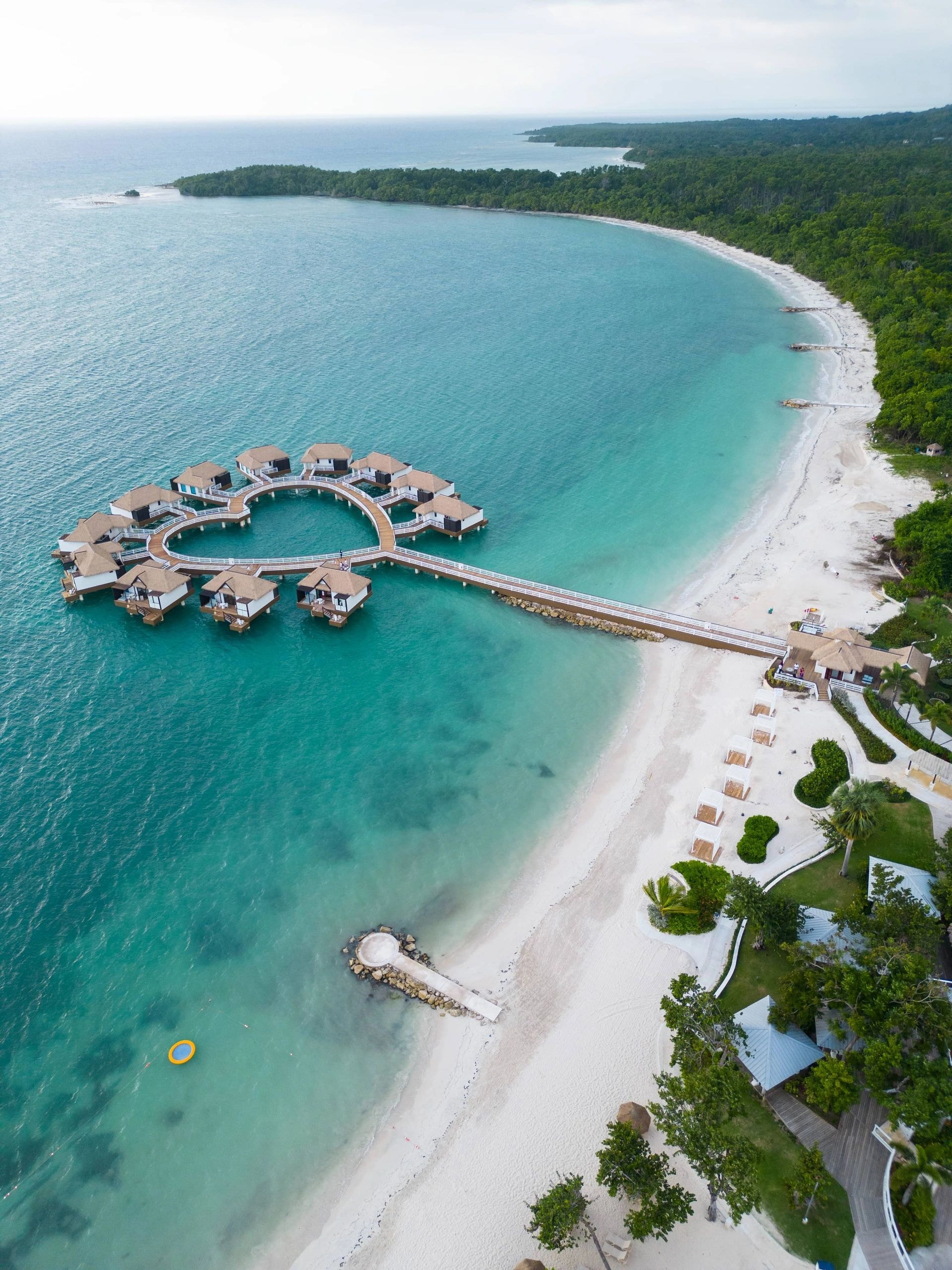 Caribbean beach resort aerial view