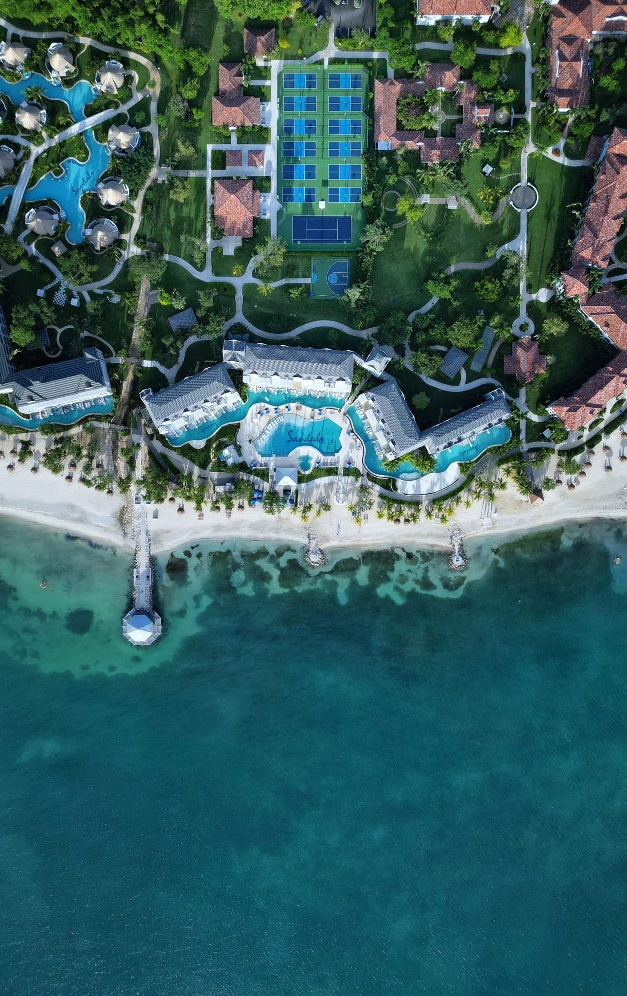 Luxury Sandals resort pool with tropical garden